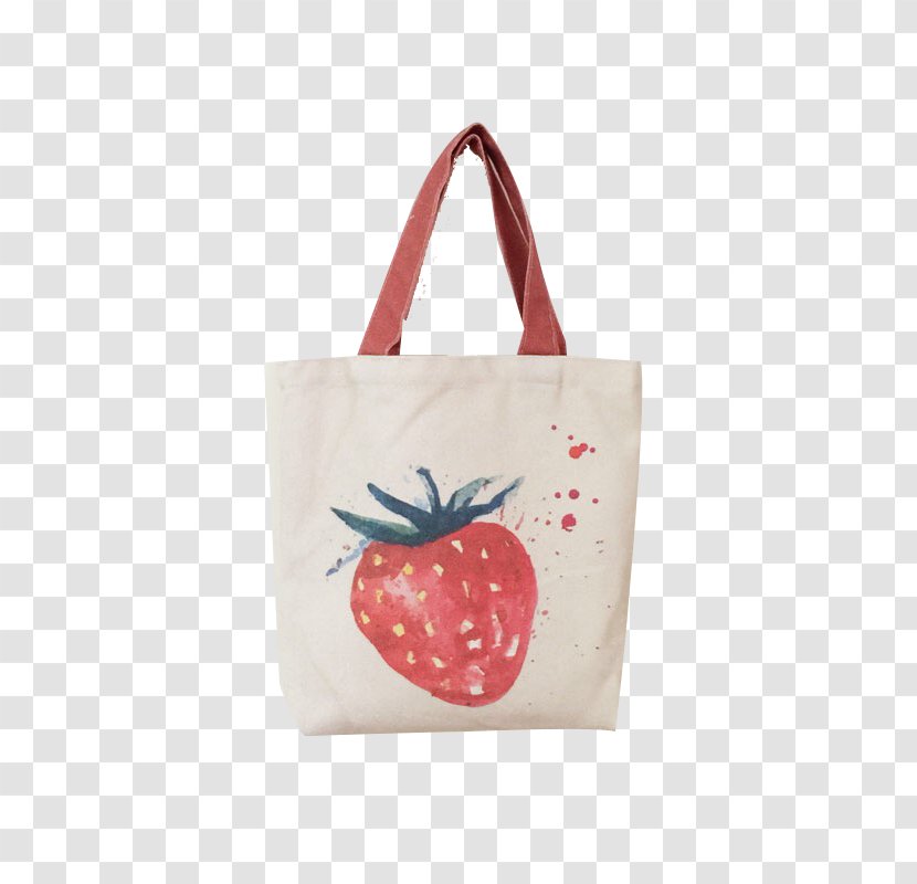 Tote Bag Handbag Canvas Clip Art - Luggage Bags - Strawberry Pattern Transparent PNG