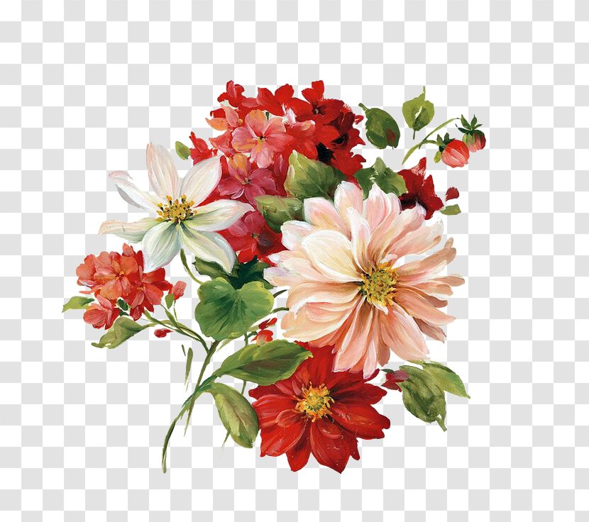 Bouquet Of Flowers Drawing - Paint - Geranium Flower Arranging Transparent PNG