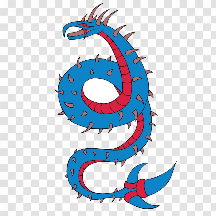 Chinese Dragon Japanese Illustration - Mythical Creature - Blue Cartoon Transparent PNG