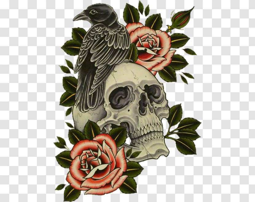 Tattoo Flash Human Skull Symbolism Calavera - Flower Transparent PNG