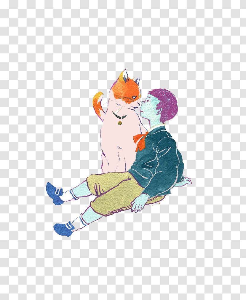 Cat Kitten Illustration - Fictional Character - Boy And Transparent PNG