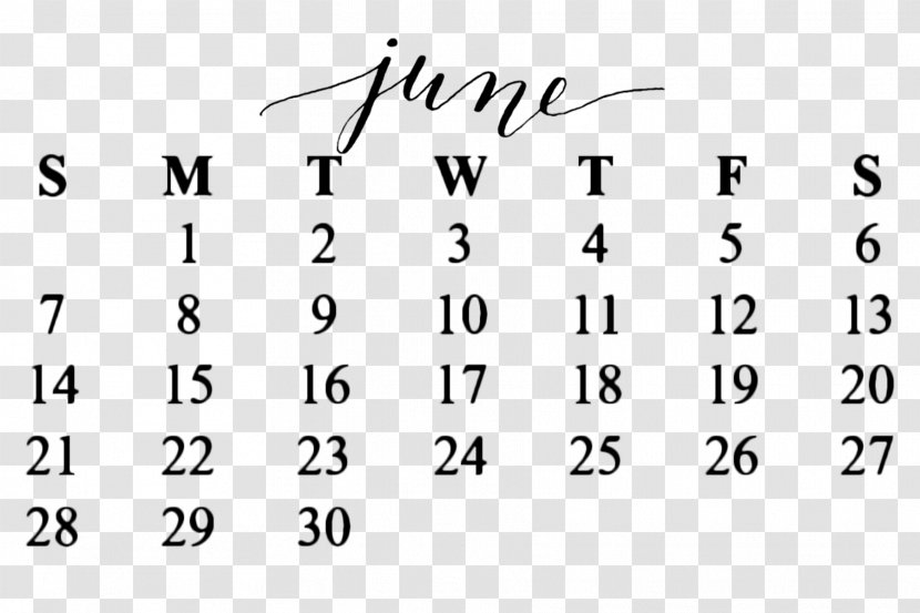 0 January Calendar - 2018 - June Transparent PNG