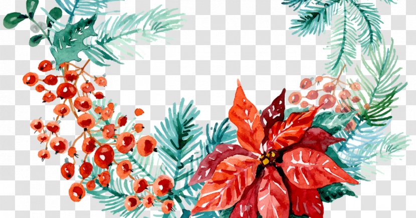 Watercolor Painting Clip Art Christmas Day Wreath - Pine Transparent PNG