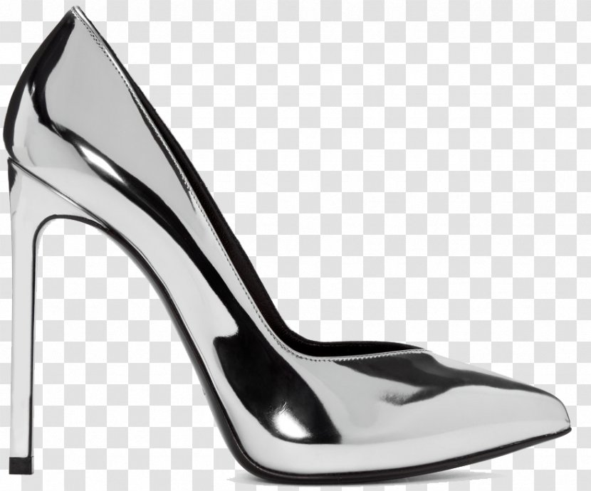 High-heeled Footwear Stiletto Heel Court Shoe Boot - Black And White - Silver High Heels Transparent PNG