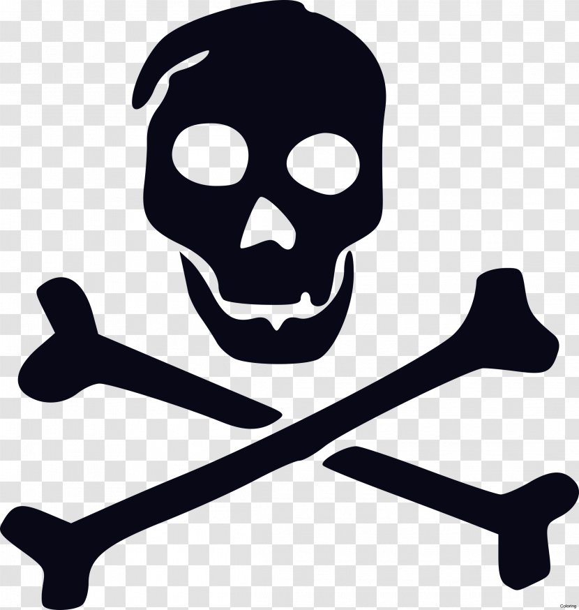 Skull And Bones Crossbones Human Symbolism - Black White Transparent PNG