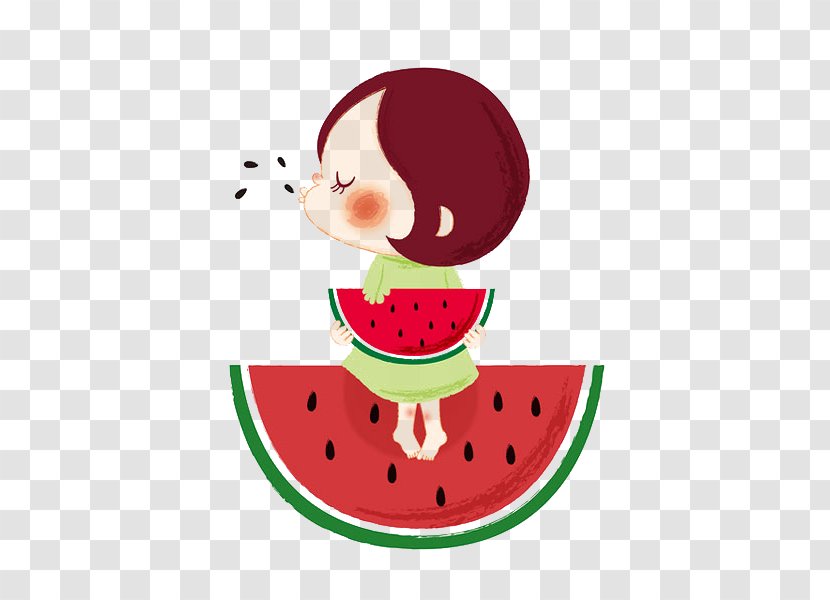 Watermelon Eating Summer - Watercolor - Cartoon Character Transparent PNG