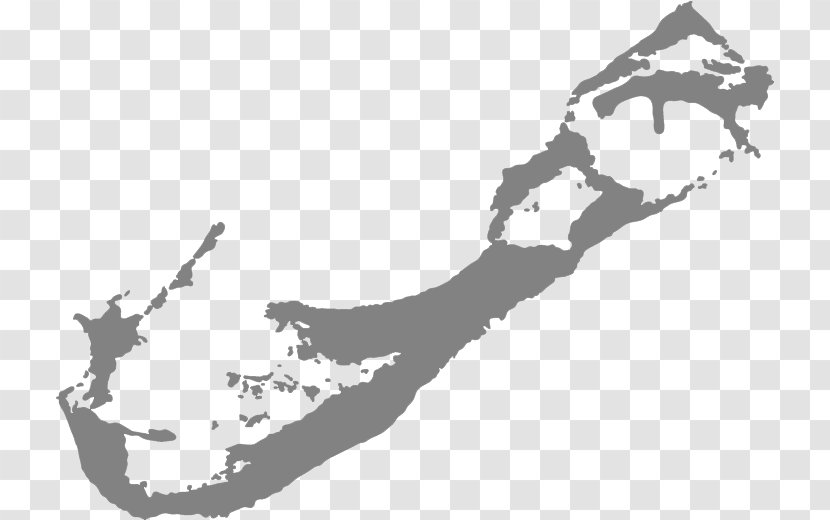 Hamilton Flag Of Bermuda Map - Black And White Transparent PNG