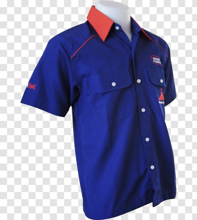T-shirt Polo Shirt Top Uniform Sleeve - Electric Blue Transparent PNG