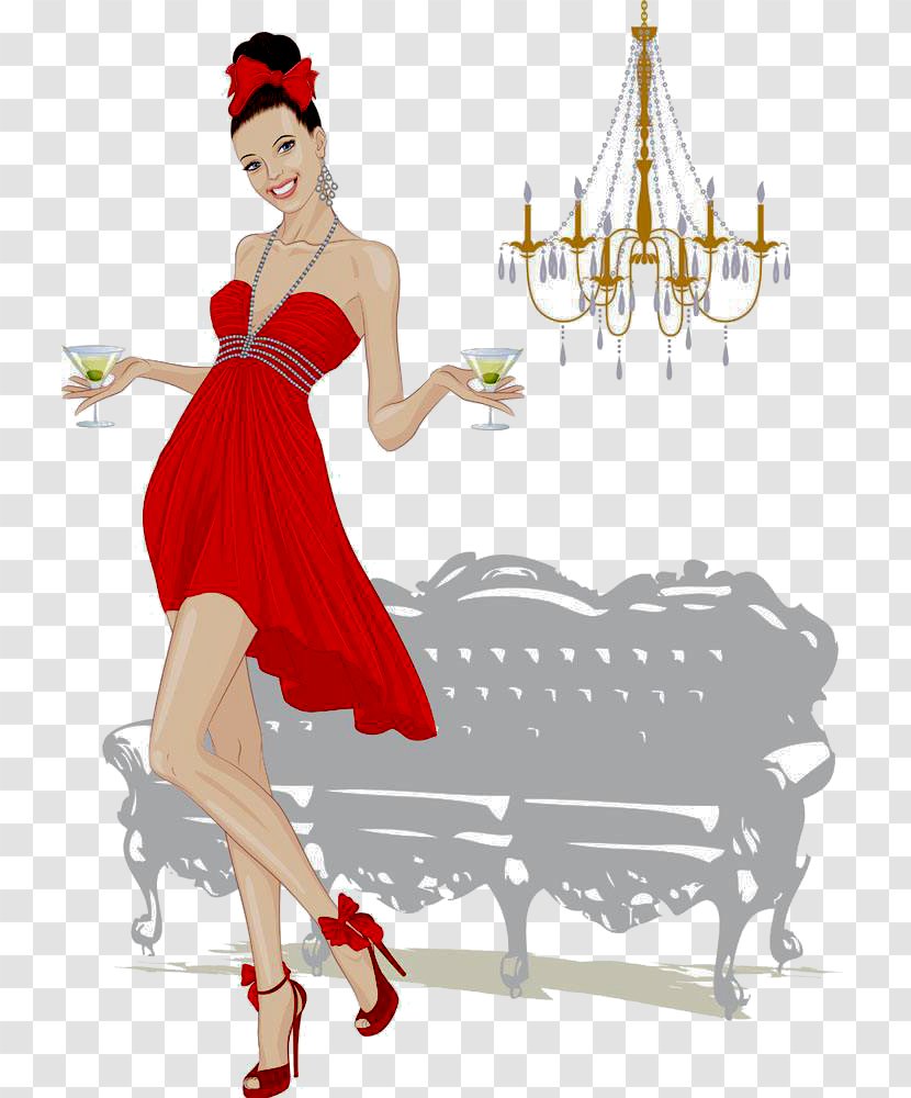 Greeting Card Woman Place Etsy - Frame - Red Dress Sofa Model Transparent PNG