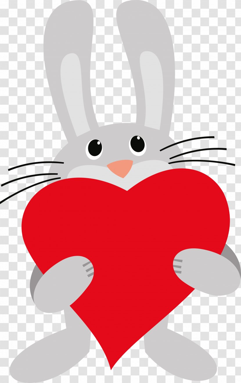 Easter Bunny Rabbit Heart Clip Art - Silhouette Transparent PNG