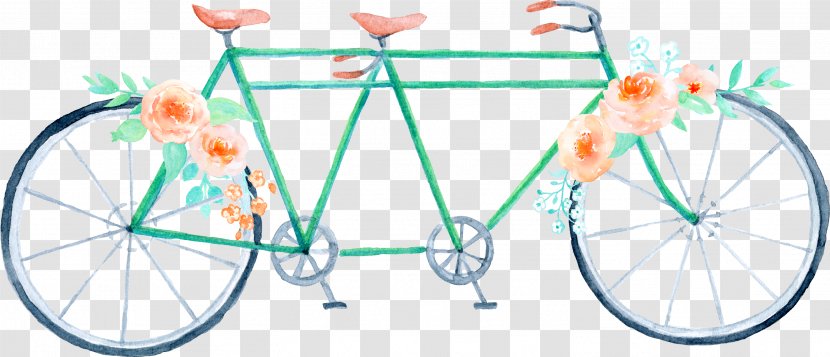 Wedding Bicycle Watercolor Painting Clip Art - Racing - Double Hand-painted Transparent PNG