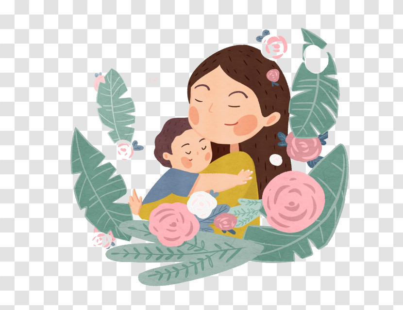 Cartoon Pink Leaf Plant Child Transparent PNG