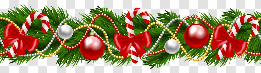 Candy Cane Garland Christmas Clip Art - Evergreen - Decorations Transparent PNG