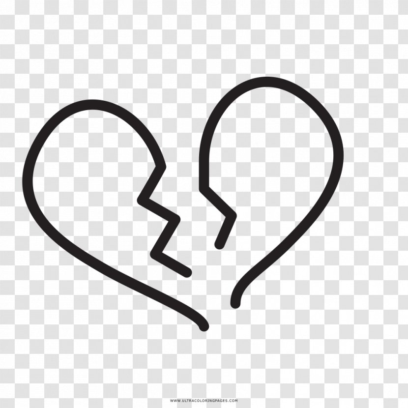 Drawing Coloring Book Broken Heart Black And White - Idea Transparent PNG