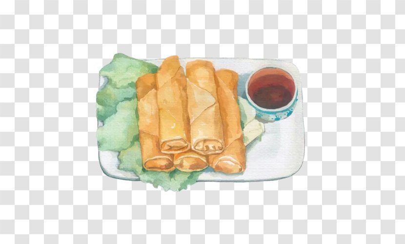 Spring Roll Breakfast Food - Junk - Rolls, Hand Painting Material Picture Transparent PNG
