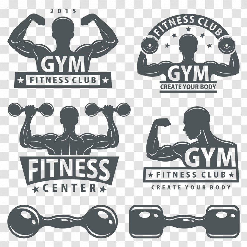 Bodybuilding Dumbbell Logo - Text - Fitness Transparent PNG