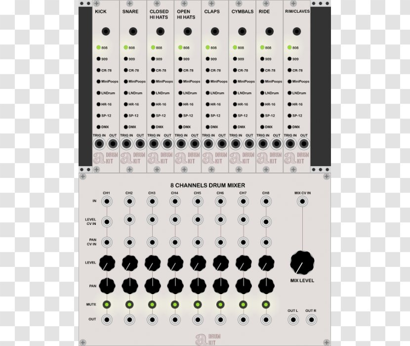 Drums Modular Synthesizer Sound Synthesizers Vcv Drum Machine - Tree Transparent PNG