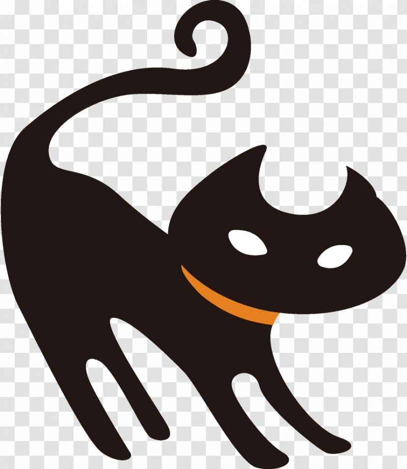 Halloween Black Cat Scaredy - Whiskers Tail Transparent PNG