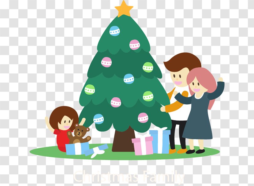 Christmas Tree Family Clip Art - Gift - Flat Transparent PNG