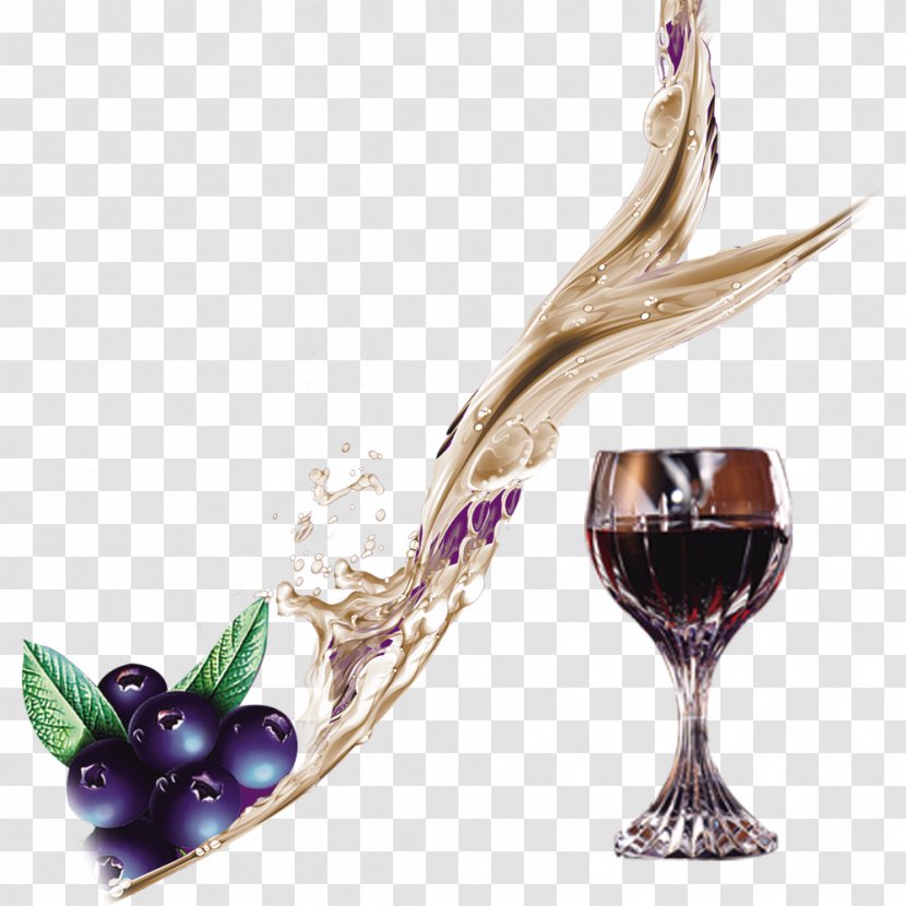 Special Effects Wine Glass - Purple - Creative Blueberry Goblet Transparent PNG