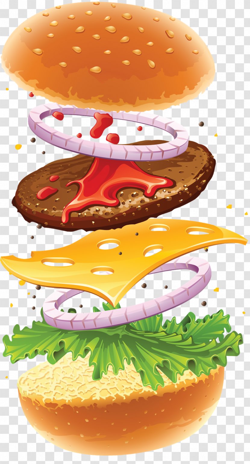 Hamburger Cheeseburger Rissole Lettuce Clip Art - Junk Food - Delicious Transparent PNG