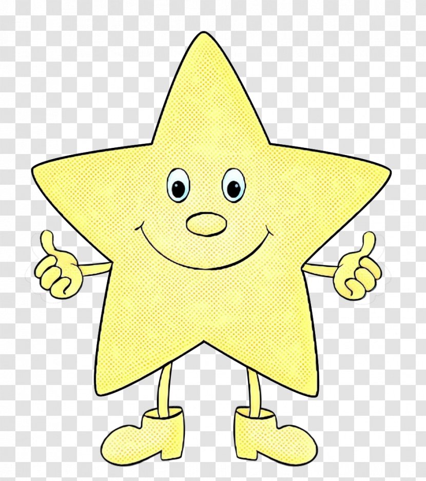 Cartoon Yellow Clip Art Star Smile - Vintage Transparent PNG