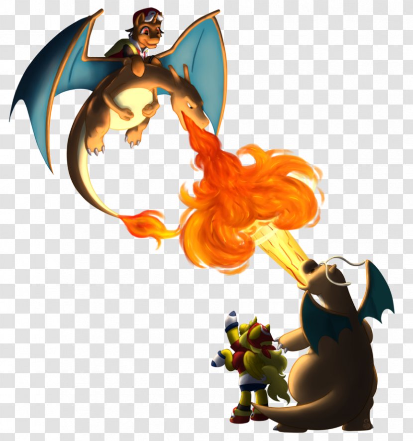 Pokémon Red And Blue X Y Charizard Dragonite - Crossover Transparent PNG