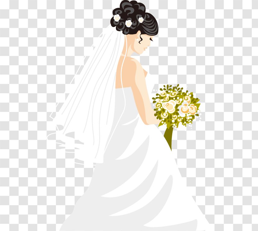 Bride Wedding Illustration - Cartoon - Beautiful Pattern Transparent PNG
