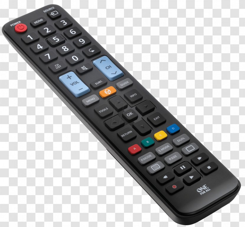 Remote Controls Television Set Universal One For All Simple TV URC6410 - Numeric Keypad - Samsung Transparent PNG