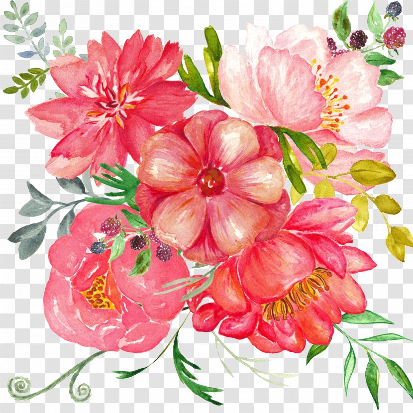 Flower Watercolor Painting - Bouquet - Hand-painted Flowers Transparent PNG