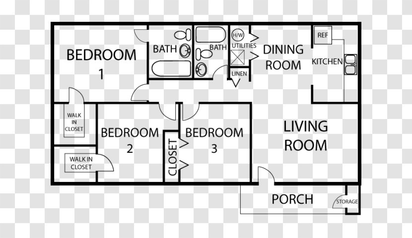 House Plan Square Foot Bedroom - Material - Bath Tab Transparent PNG