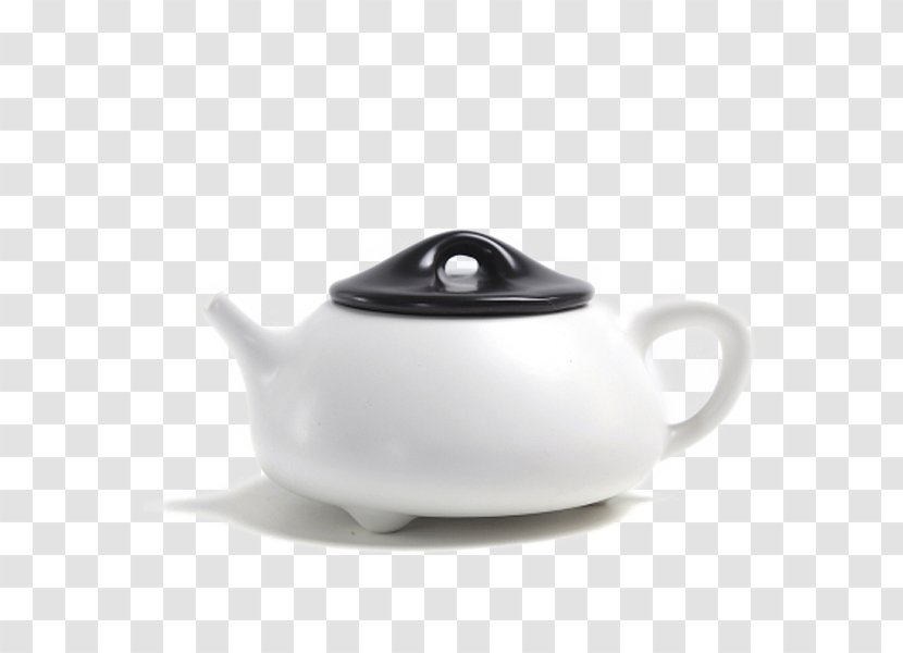 Hong Kong-style Milk Tea Teapot Kettle - Crock - Creative Black And White Ceramic Pot Ding Stone Scoop Transparent PNG