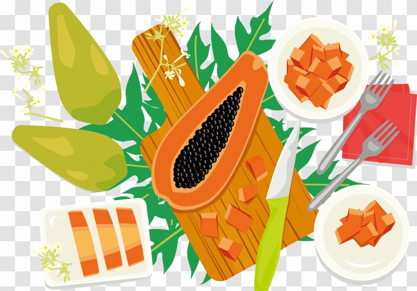 Fruit Illustration - Garnish - Vector Of Papaya Transparent PNG
