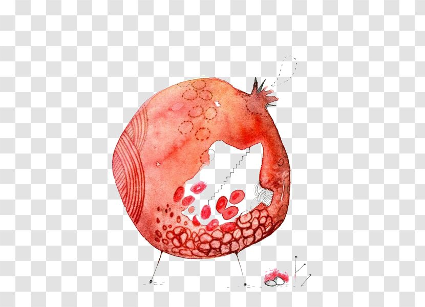 Pomegranate Watercolor Painting - Gratis Transparent PNG