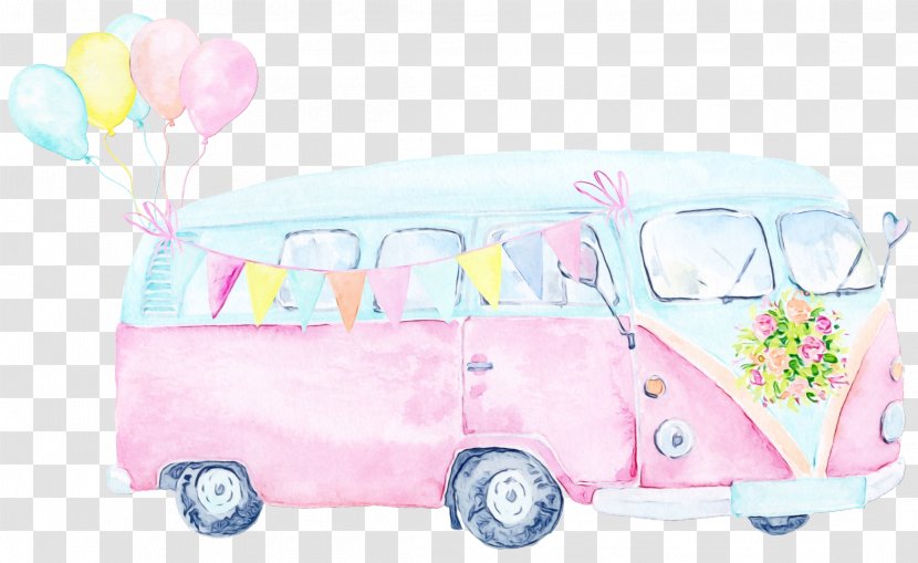 Pink Vehicle Transport Car Van - Watercolor - Family Transparent PNG