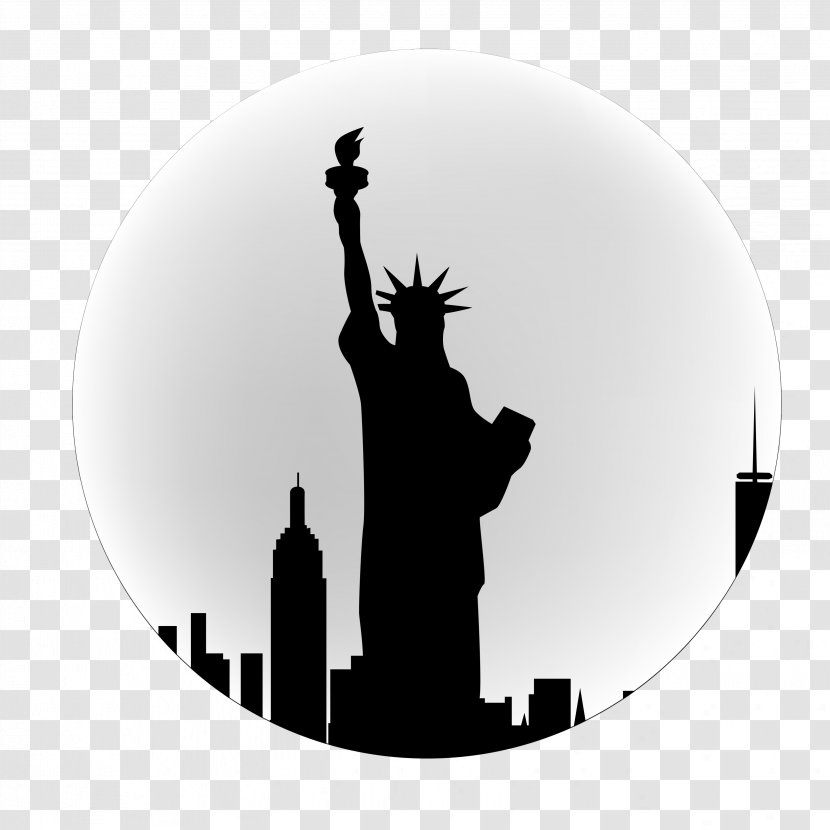 Statue Of Liberty T-shirt Royalty-free - Black And White - Hand Painted Building Transparent PNG