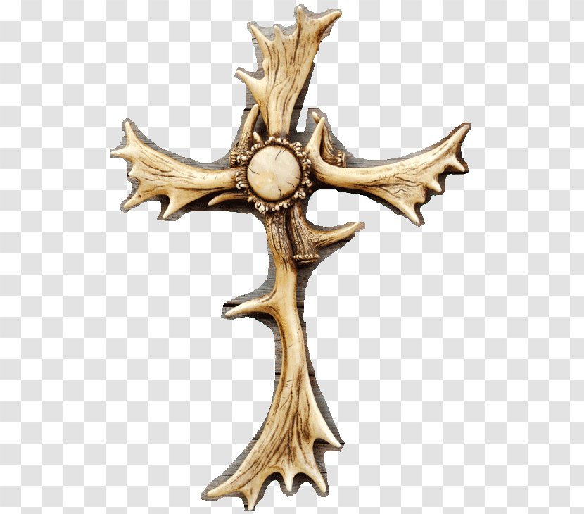 Crucifix 01504 Brass Antler Transparent PNG