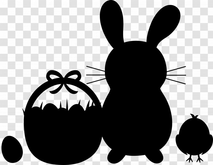 Domestic Rabbit Hare Easter Bunny Whiskers - Egg - Blackandwhite Transparent PNG