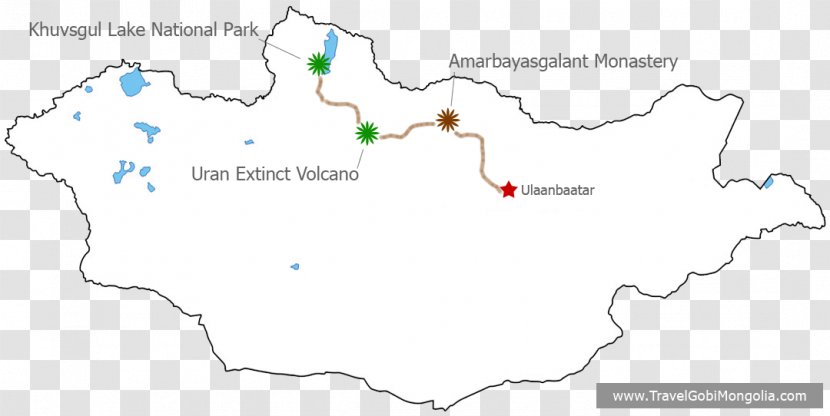 Dalanzadgad Ulaanbaatar Khövsgöl Nuur Altai Mountains Khustain Nuruu National Park - Mongolia - Map Transparent PNG