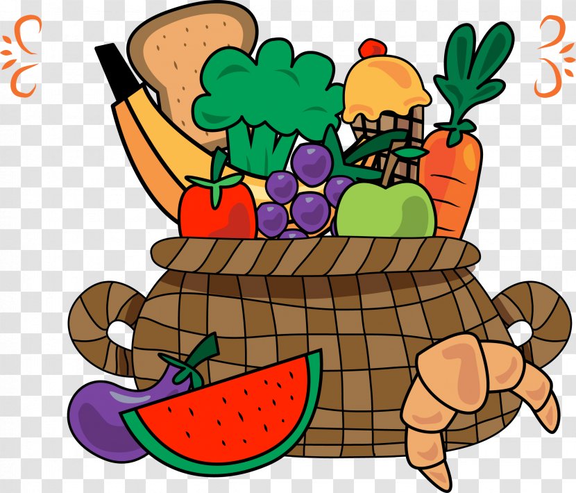 Fruit Vegetable Basket - Auglis - Vector Hand-drawn Cartoon Fruits And Vegetables Transparent PNG