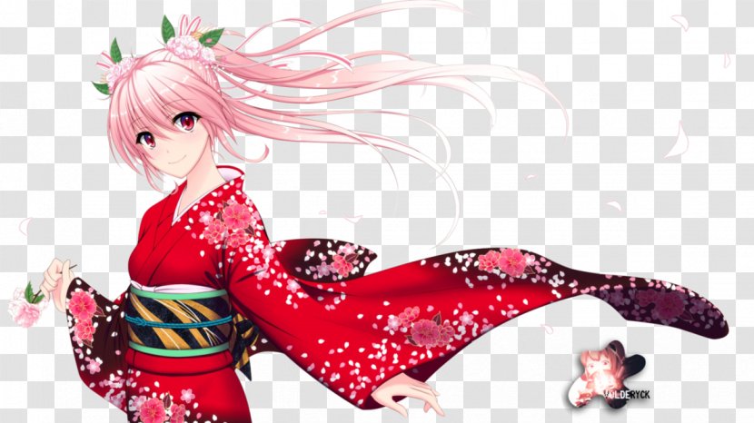 Ai Enma Hatsune Miku Kimono Sakura Cherry Blossom - Watercolor Transparent PNG