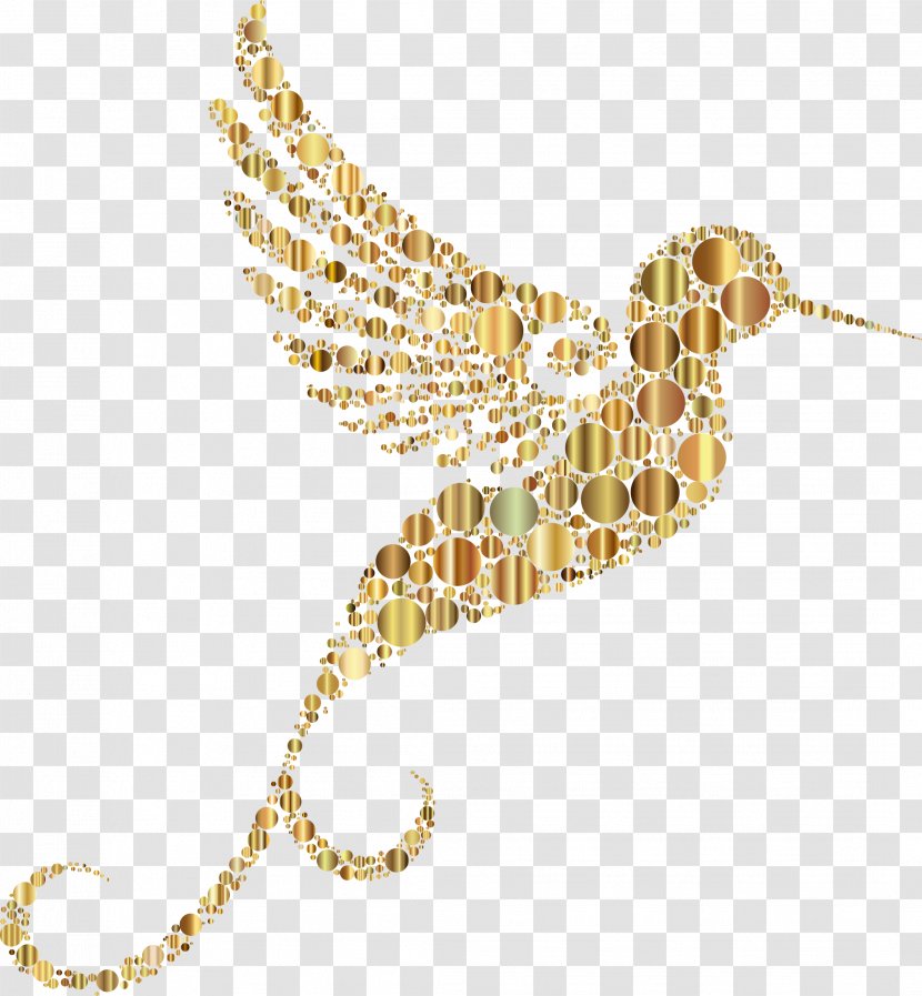 Hummingbird Circle Clip Art - Necklace - Gold Cliparts Transparent PNG