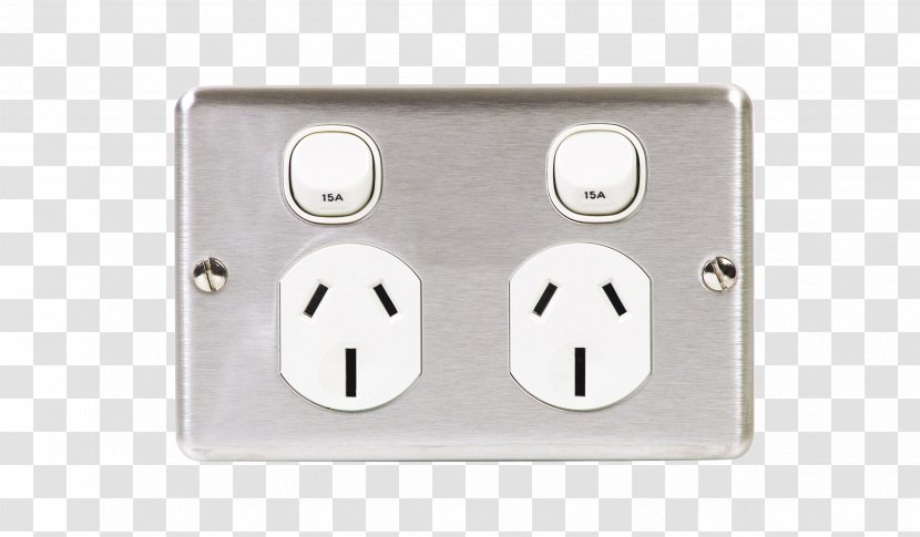 Brushed Metal AC Power Plugs And Sockets Electrical Switches Clipsal - Gray Plate Transparent PNG