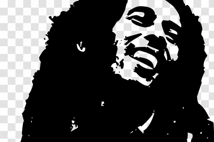 Bob Marley Black And White Stencil Silhouette - Decal Transparent PNG