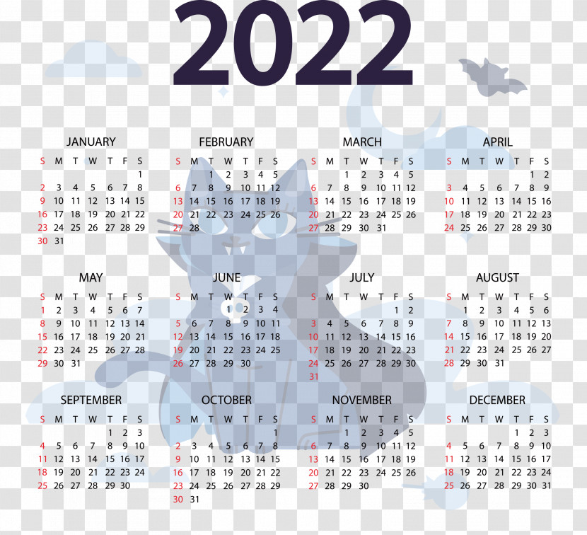 2022 Calendar Year 2022 Calendar Printable Year 2022 Calendar Transparent PNG