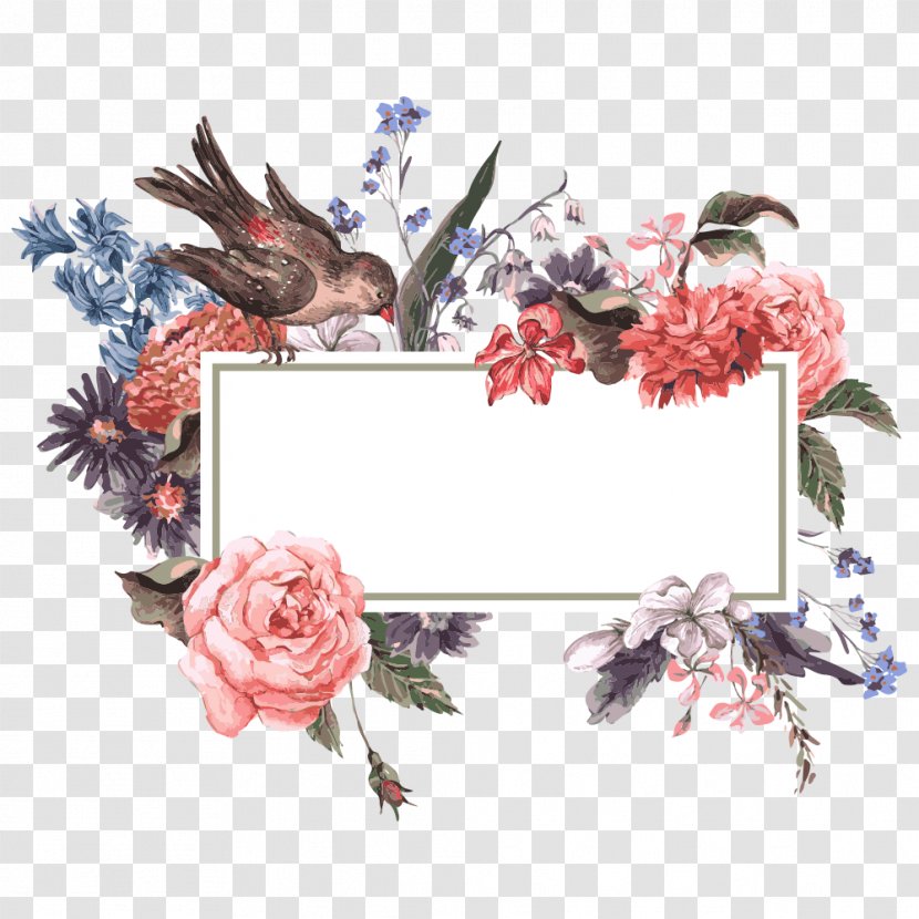 Flower Wedding Invitation Stock Photography Illustration - Picture Frame - Flowers And Birds Transparent PNG