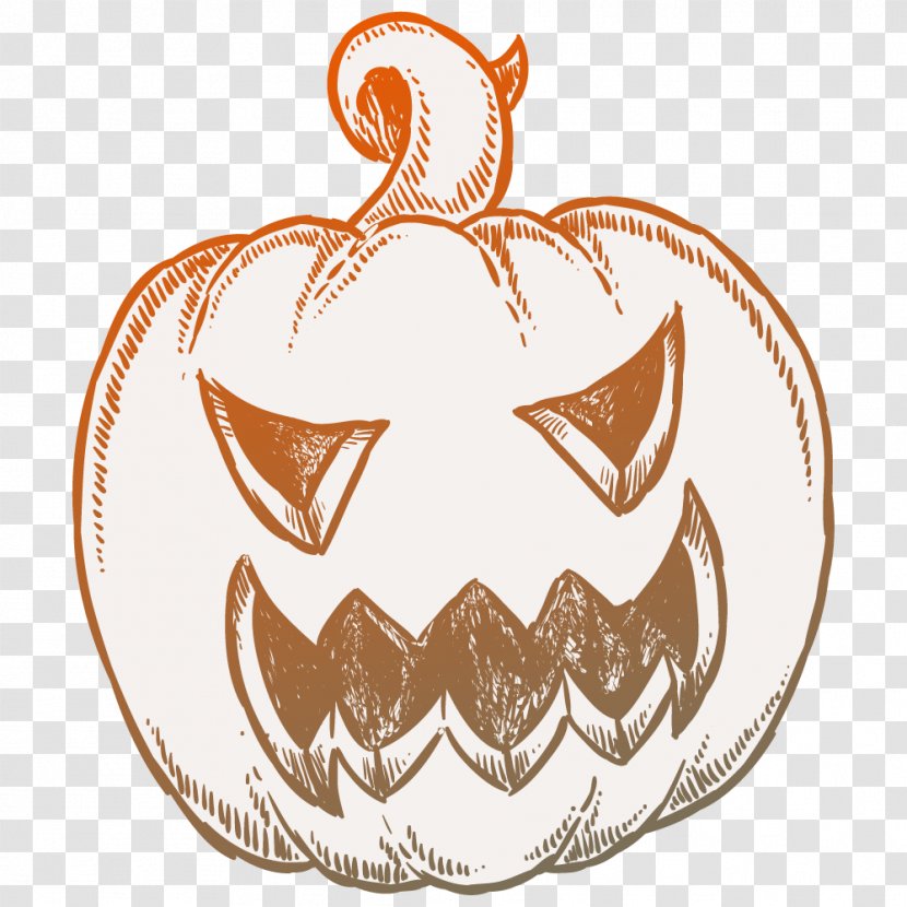 Pumpkin Halloween Jack-o'-lantern - Drawing - Hand-painted Png Transparent PNG