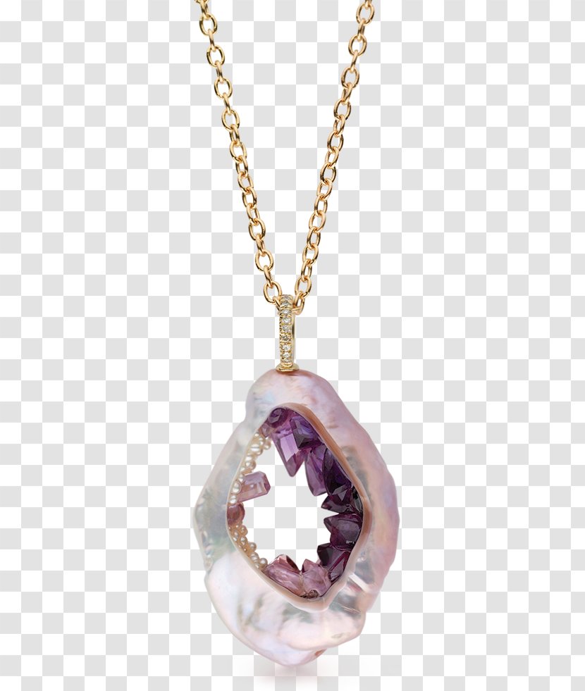 Amethyst Locket Purple Necklace Jewellery - Chain Transparent PNG