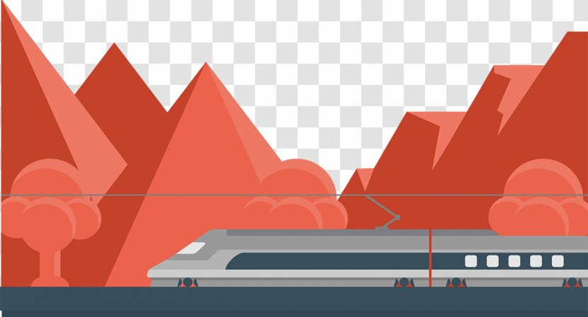Simple Subway Train High Speed Rail Vector Cartoon - Text - Triangle Transparent PNG