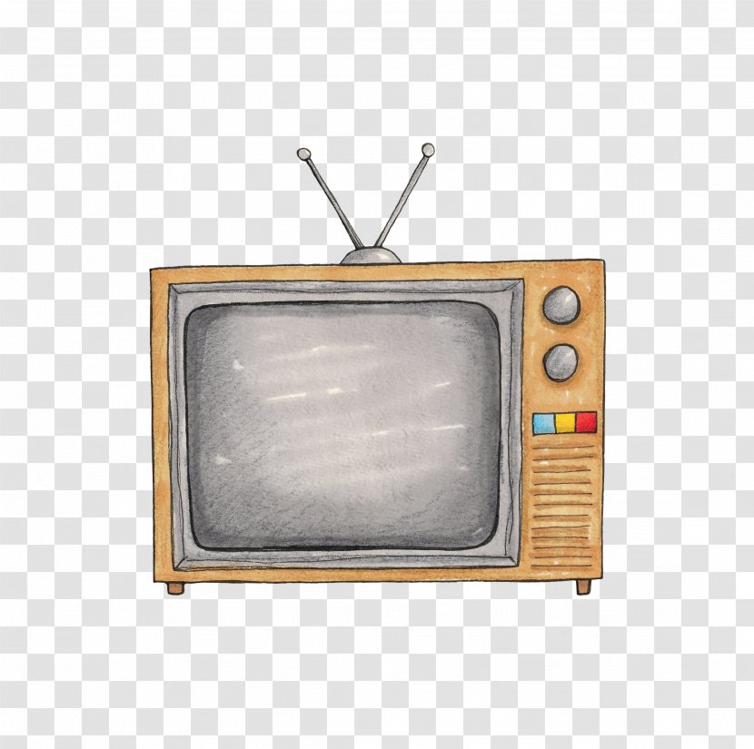 Television Drawing Cartoon - Retro Movie Theme Hand-painted Desktop TV Transparent PNG